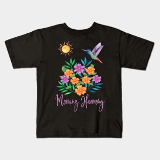 Morning harmony hummingbird floral Kids T-Shirt